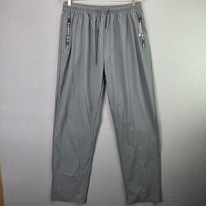 StretchActive Men Athletic Jogger Pants 2XL Long Gray Nylon Spandex Zip Pockets